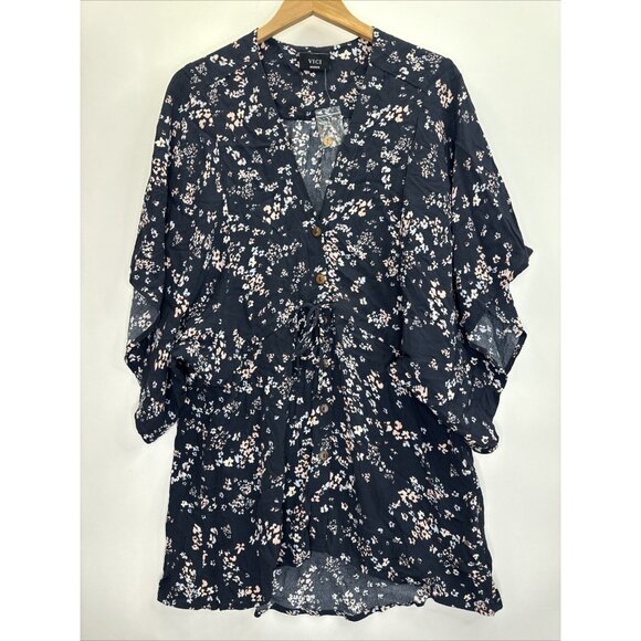 VICI Women's Floral V-Neck Button Up  Mini Tunic Dress Size Medium NWOT - Picture 2 of 9